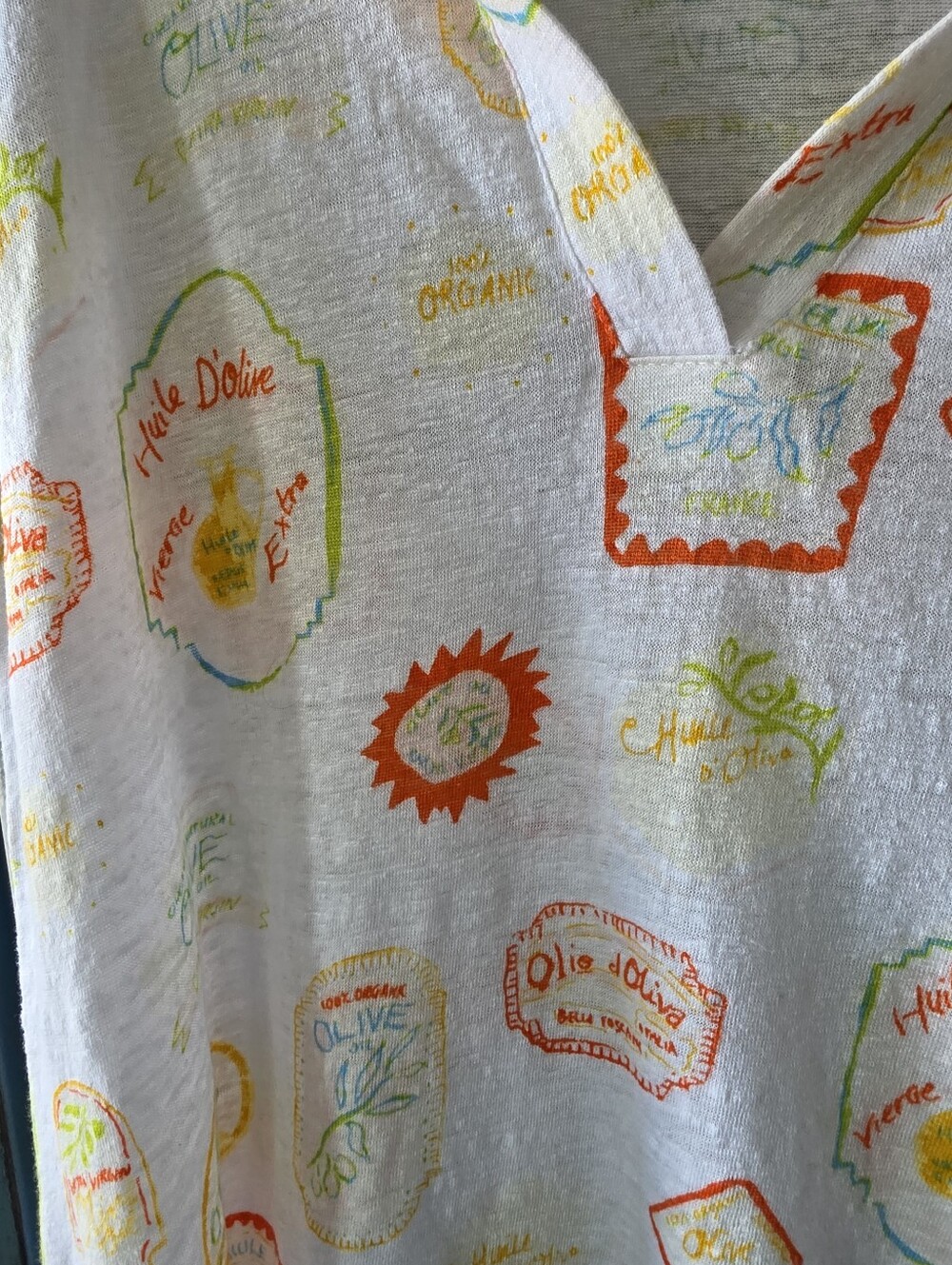 Cynthia Rowley White Linen Shirt with Orange and Green Citrus Accents Size XL - Picture 5 of 7